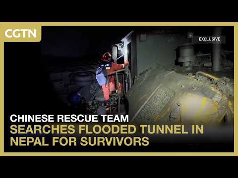 Chinese rescue team searches flooded tunnel in Nepal for survivors