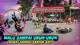MALU BANGET‼️ Detik-detik Pemotor Konvoi Banyak Gaya Jatuh & Langsung Diteriaki Pengguna Jalan Lain