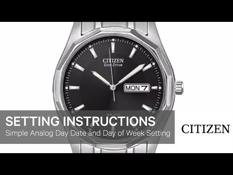 Citizen Watch Setting Instructions — Simple Analog Day Date and Day of Week Setting