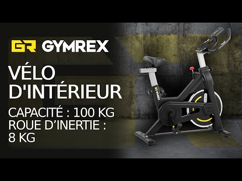 Vidéo - Vélo d'intérieur - Roue d'inertie de 8 kg - Supporte jusqu'à 100 kg - LCD