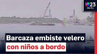 Captan en video accidente mortal en el que una barcaza choca a un velero en Miami Beach