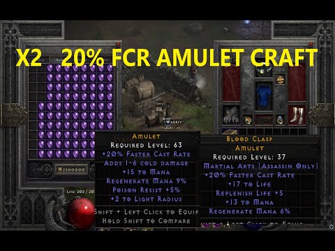 Craft 86 Caster Amulet! Charm roll - Diablo 2 Resurrected