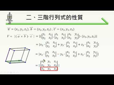 觀念 三階行列式與平行六面體體積 數學 均一教育平台