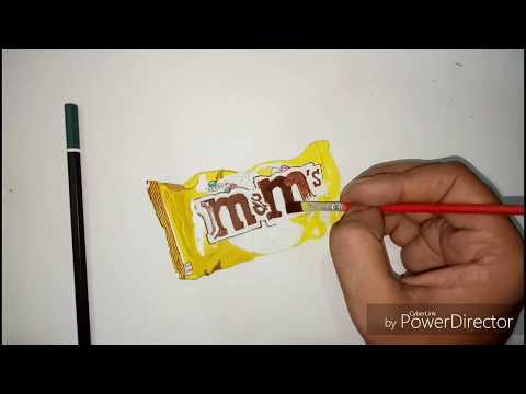 Drawing time lapse: a bag of M&M's - hyperrealistic art tutorial