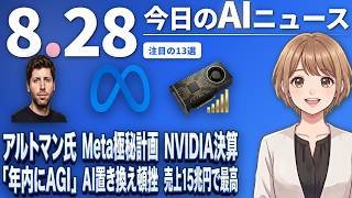 【#AIニュース】OpenAIのアルトマン氏「2026年末までにAGI」と発言！MetaのAI置き換え極秘計画が頓挫 | 2026.08.28 | No.173