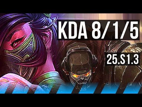 AKALI vs GALIO (MID) | 8/1/5, Godlike | KR Master | 25.S1.3