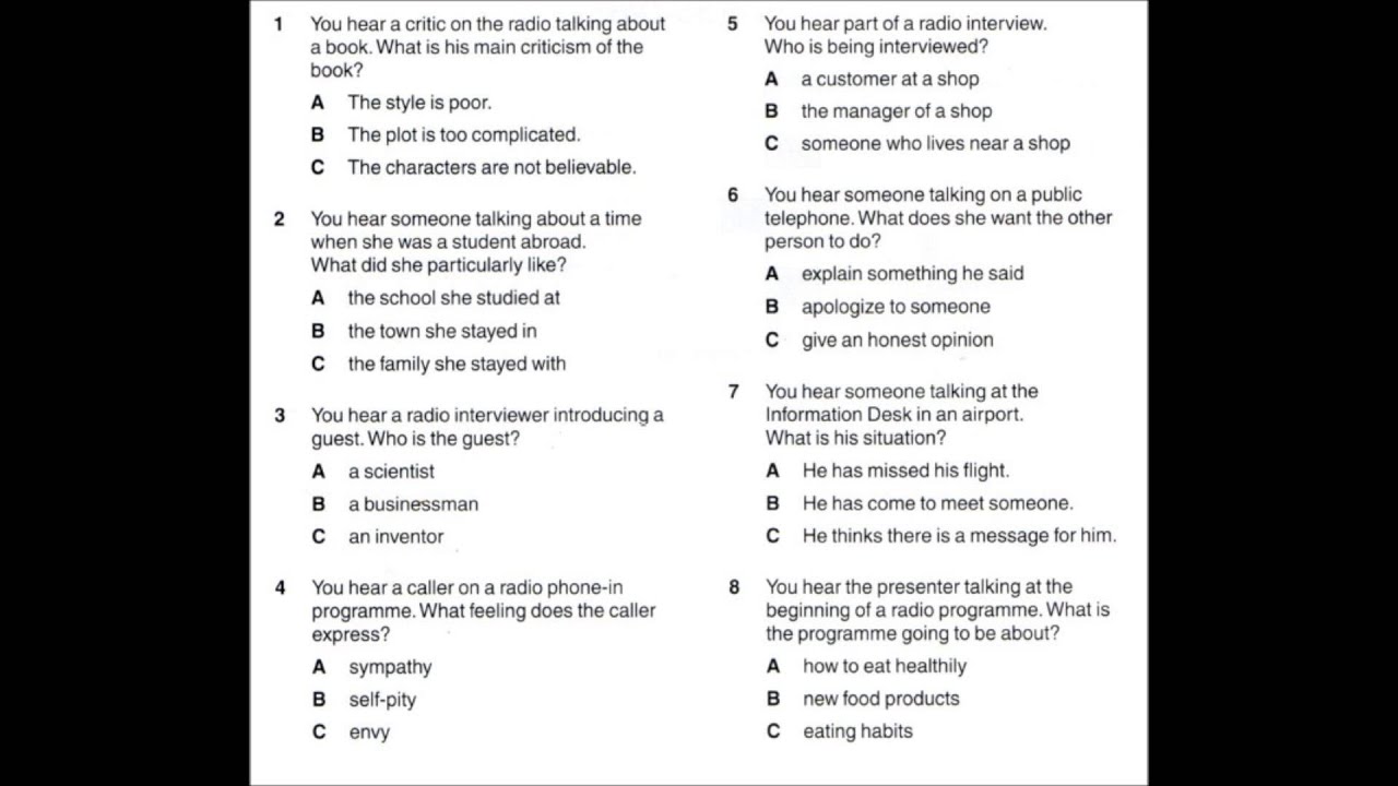 FCE practice test. Listening Part 1