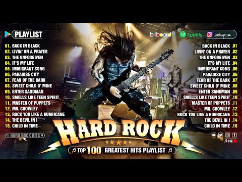 Top 100 Best Hard Rock Songs Of All Time 🔥 Nirvana, ACDC, Bon Jovi, Guns N' Roses, Metallica