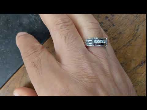 0.17 Ct. Channel Set Men’s Ring With Bars - TwoBirch TB-GR-0098-WG-C