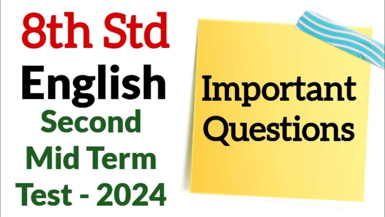 8th Std - English | Second Mid Term Test - Important Questions | 2024