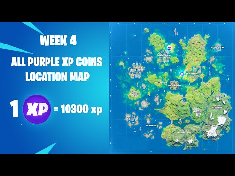 All Purple XP Coins Locations Week 4! Fortnite Chapter 2 Season 3