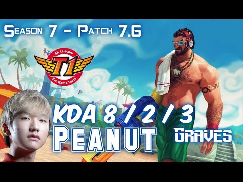 SKT T1 Peanut GRAVES vs LEE SIN Jungle - Patch 7.6 KR Ranked