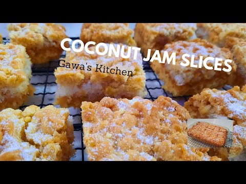 Easy Coconut and Jam squares/Hungarian tart/Crumble tart