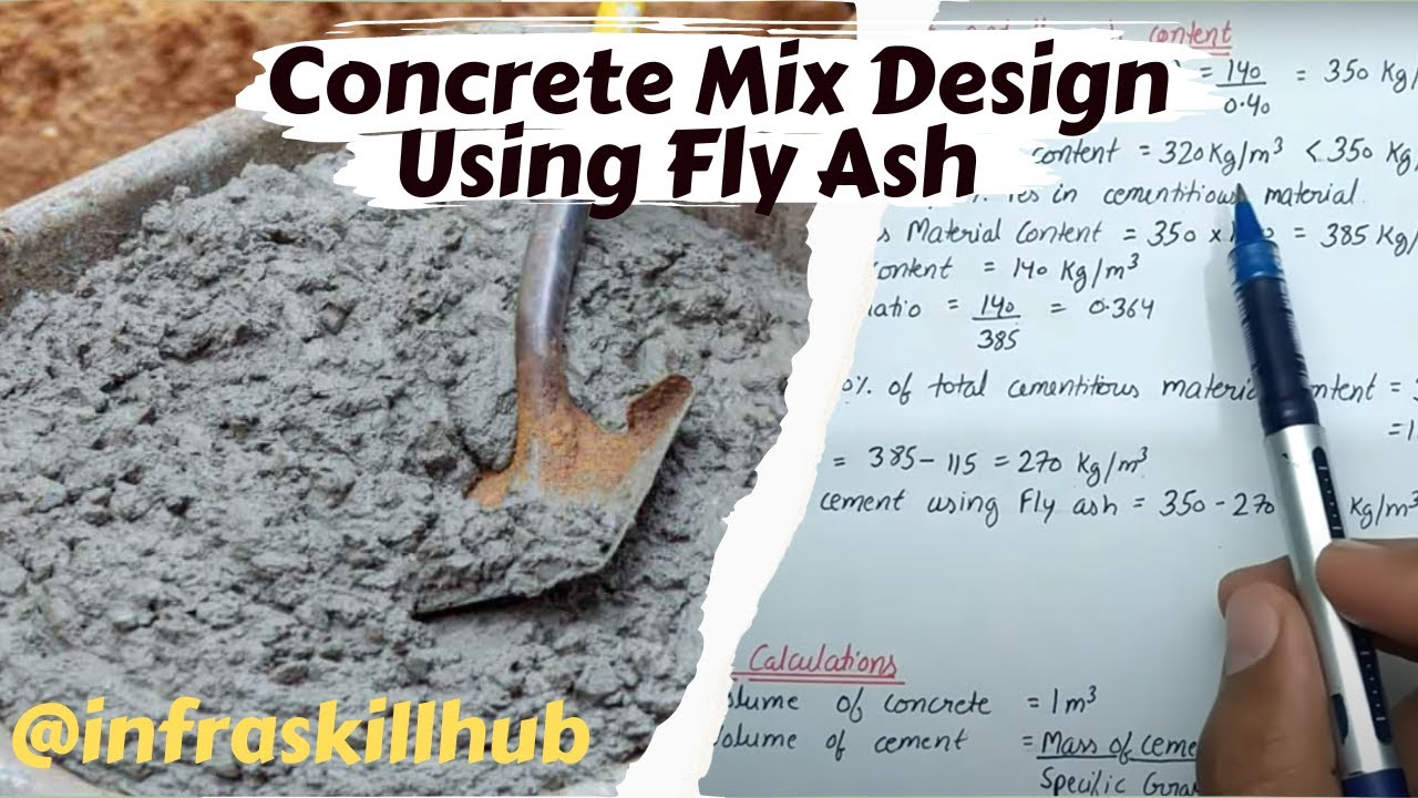 Concrete Mix Design Using Fly Ash | IS 10262 | Design Mix | Mix design of Concrete Calculation
