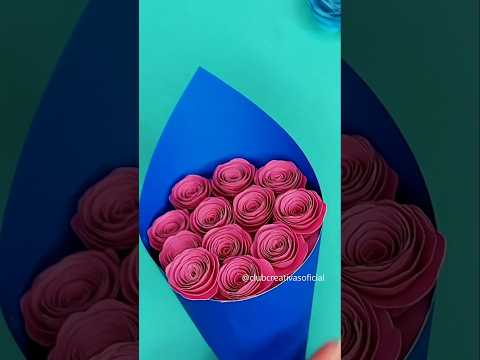 Ramo de Flores de Papel - Bouquet de Rosas - Manualidades de Papel #floresdepapel #ideasderegalo