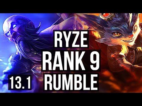 RYZE vs RUMBLE (MID) | Rank 1 Ryze, Rank 9, Godlike | KR Challenger | 13.1