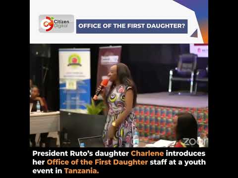 Charlene Ruto introduces her Office of the First Daughter staff at a youth event in Tanzania