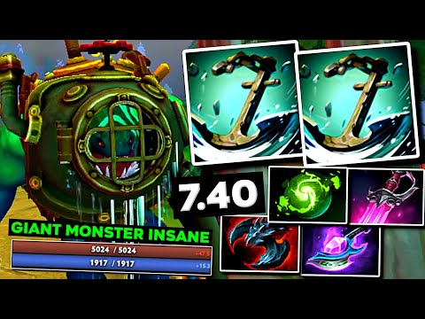 NEW OFFLANER 100% Hard Game Tidehunter 7.40 Giant Monster Insane - Dota 2