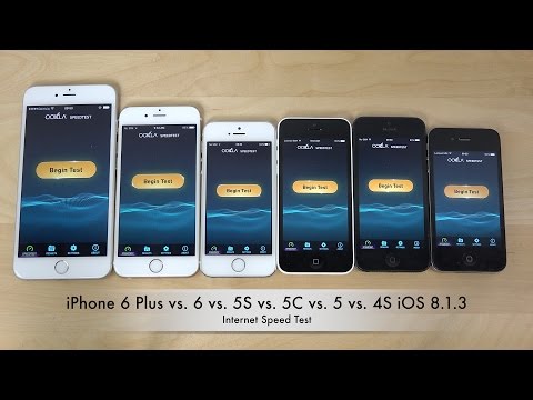 iPhone 6 Plus vs. 6 vs. 5S vs. 5C vs. 5 vs. 4S iOS 8.1.3 - Internet Speed Test (4K)