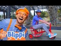 Blippi Rides Outside Blippi Vehicles Learning Videos For Kids