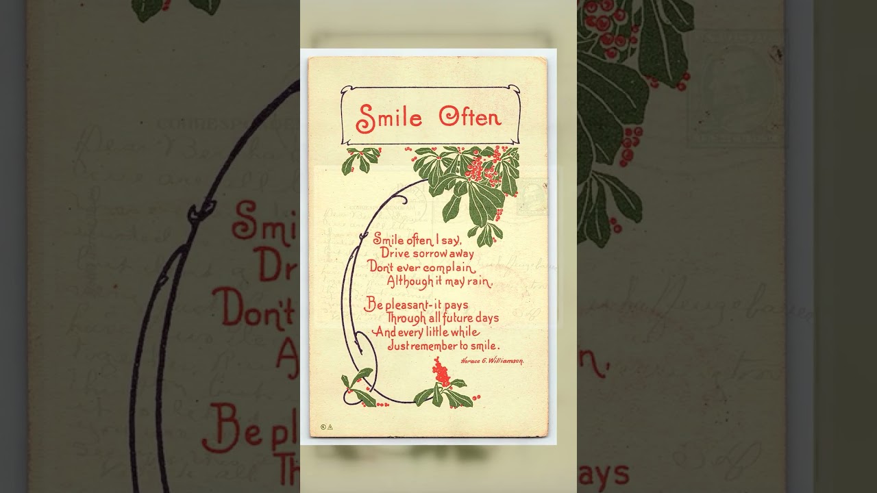 Smile Often Poem Postcard, Divided Back, Janesville WI, 1912 Video