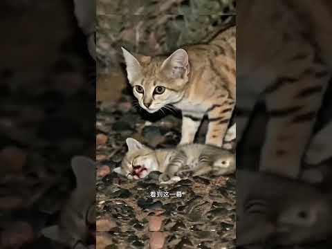 沙猫为保护孩子与响尾蛇展开大战！