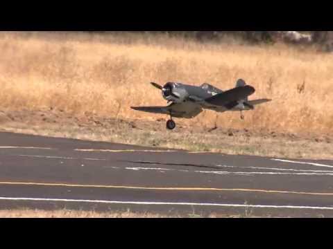 Wounded RC F4U Corsair makes it back to the runway