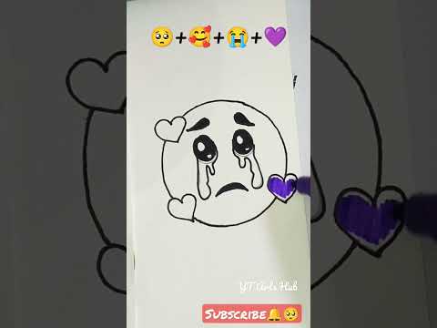 Emoji Satisfying Creative Art 🥺+🥰+😭+💜, Sad Cry Love 💜 #youtube #shorts #viral #emojichallenge #short