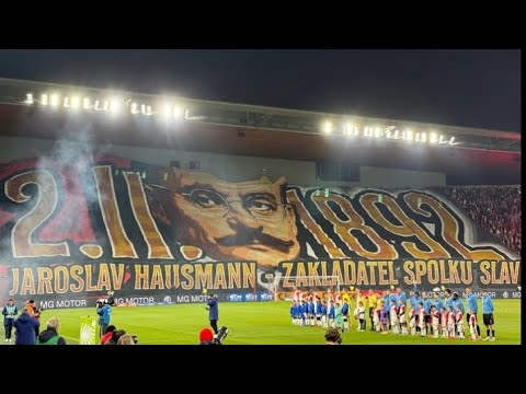 Slavia Praha fans at home against Baník Ostrava, Amazing Choreo of Slavia Praha supporters 🇨🇿