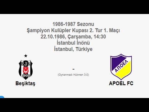 Beşiktaş - APOEL FC (Forefeit 3-0) 22.10.1986 - 1986-1987 European Champion Clubs' 2nd Round 1st Leg