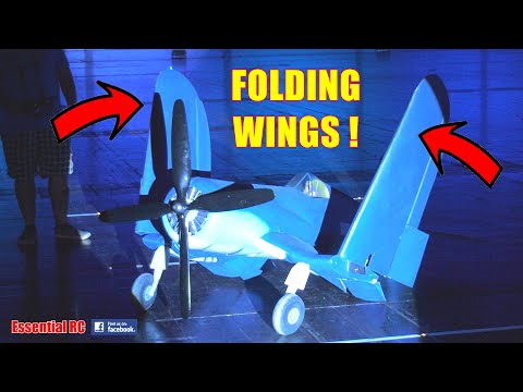 GIANT but SUPER LIGHT INDOOR FLIGHT 1:4 SCALE RC F4U CORSAIR (FOLDING WINGS / TWIST & TURN RETRACTS)