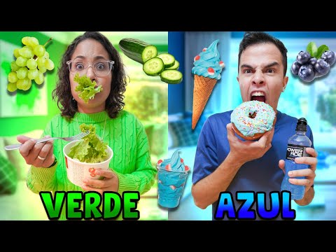 24 HORAS SÓ COMENDO COMIDAS VERDES E AZUIS! - LOUCURA!