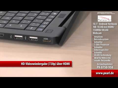 Meteorit 10,1"-Android-Netbook NB-10.HD mit HDMI/ 150MBit WLAN/ Webcam