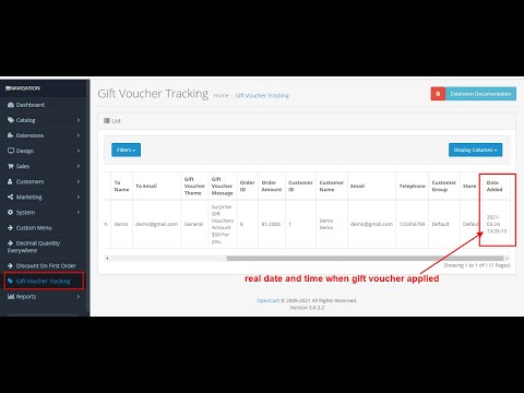 Gift Voucher Tracking - OpencartTools