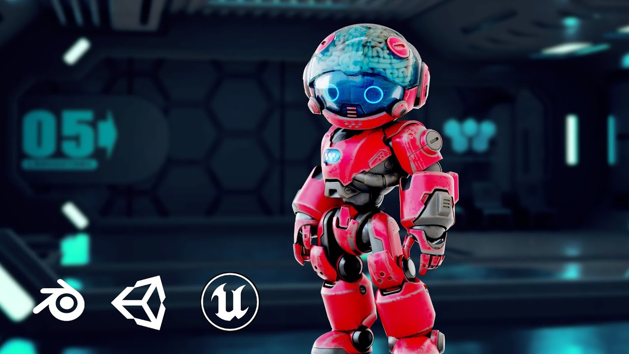 Robo Zero-F Auto-Rig Pro Rigged For Mixamo Unreal Engine Unity 3D Model