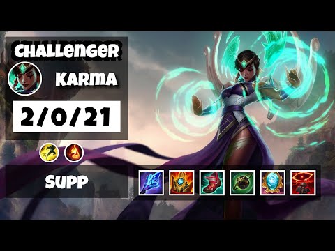 Karma Support 11.12 Challenger Gameplay Replay - S11 (2/0/21) - BR