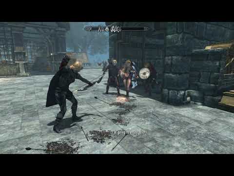 Skyrim mod: castle guards fighting an imaginary enemy