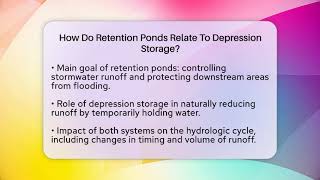 How Do Retention Ponds Relate To Depression Storage? - Civil Engineering Explained