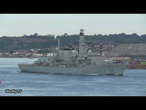 HMS NORTHUMBERLAND F238 DEPARTS DEVONPORT NAVAL BASE AT THE NARROWS DEVILS POINT - 18th July 2022