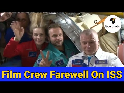 Soyuz MS 18 Film Crew Farewells,Hatch Closing and Undocking From Space Station.