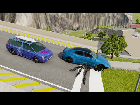 Giant Chain Crashes High Speed Car Jump (Crash Test) - BeamNG.drive Cars Cross Over Giant Chains #3