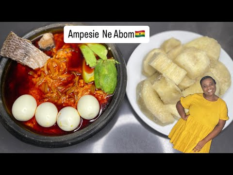Yam Ampesie with Tomato & peanut Abom/ Sauce |Ghanaian Dish | Lovystouch