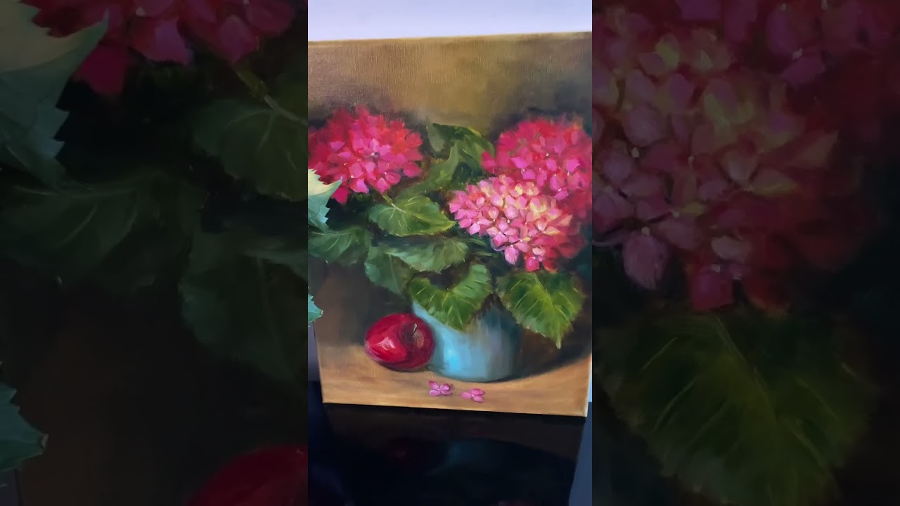 Hydrangea Art Tutorial#painting #artclass #painting#allaprima#stilllife #artdemo #decoration#flowers