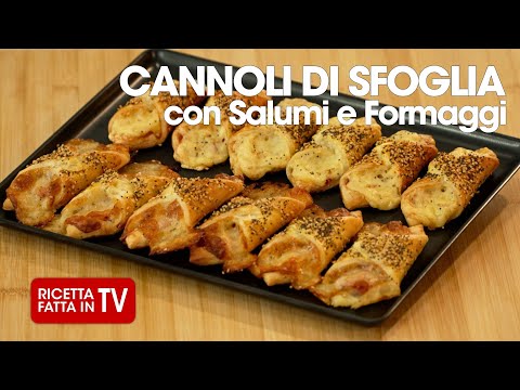 CANNOLI DI SFOGLIA CON SALUMI E FORMAGGI di Benedetta Rossi - Ricetta TV Fatto in Casa per Voi