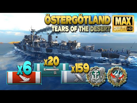 Destroyer Östergötland on map Tears of the Desert, MVP - World of Warships