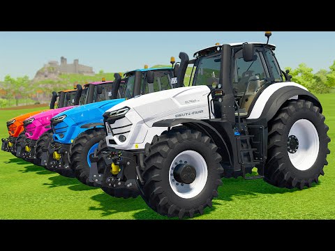 CUTTING GRASS WITH DEUTZ FAHR COLORED TRACTORS - Farming Simulator 2022