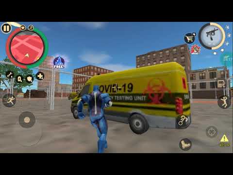 Rope Hero: vice Town(Rope Hero fly car Hit  Chopper ) Car colision Police wiht gameplay  Hd