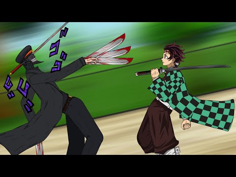 Tanjiro vs Katana Man - Drawing cartoons 2