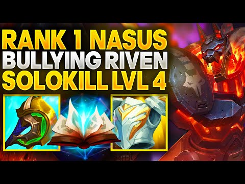 Rank 1 Nasus bullying riven top! How to solo-kill riven in lane | Carnarius | League of Legends