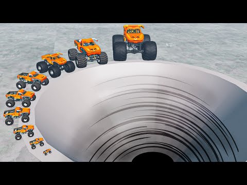 Big & Small Monster TRUCKS El Toro Loco vs Giant Hole - BeamNG Monster Truck Crashes